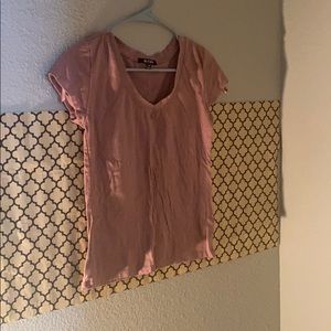 Short Sleeve Pink V Neck